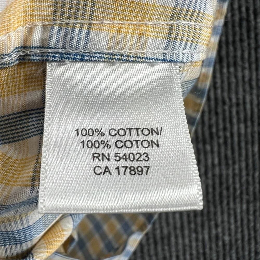 Banana Republic Shirt Mens Medium Yellow Blue Plaid‎ Button Up Tailored Fit